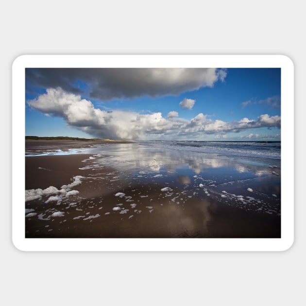 Sky reflections at Druridge Bay Sticker by Violaman